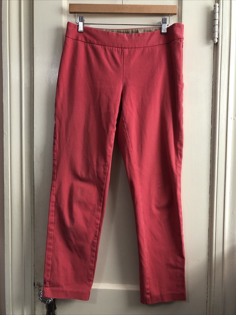 Lands' End Coral Pink Size 4 Stretch Capris Size Zipper Flat Front Low Rise
